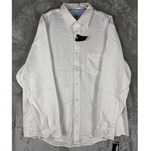 Tasso Elia Mens White Long Sleeve‎ Button Down Dress Shirt XL 17 17.5 Cotton